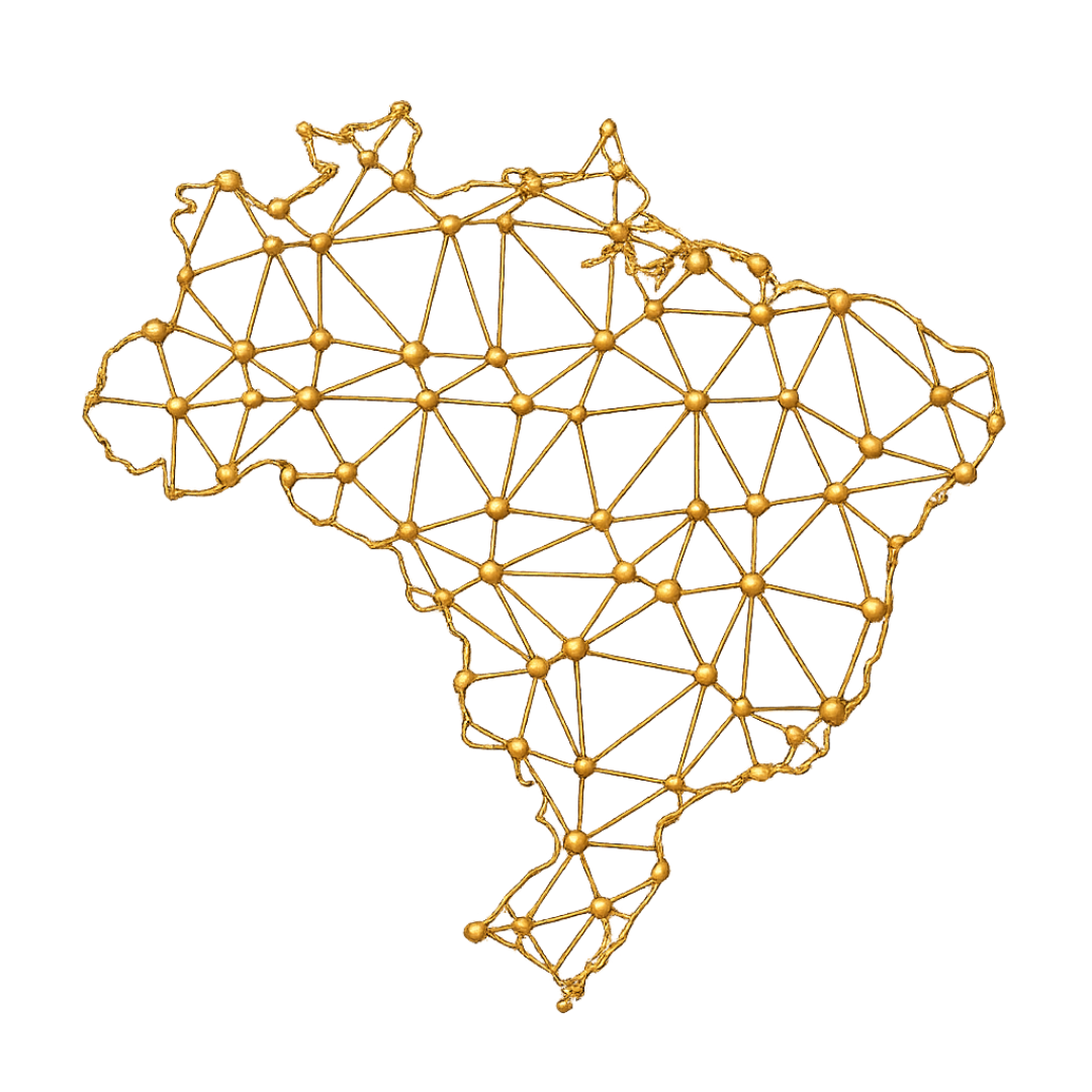 Mapa do Brasil representando atuação nacional da TDD